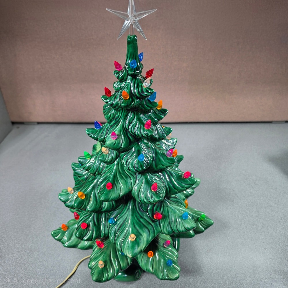 Vintage Atlantic Mold Ceramic lighted Christmas Tree Large (1970s)